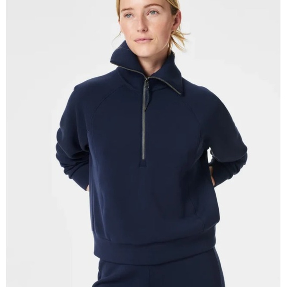 Spanx AirEssentials Half Zip Timeless Navy Small New With Tags